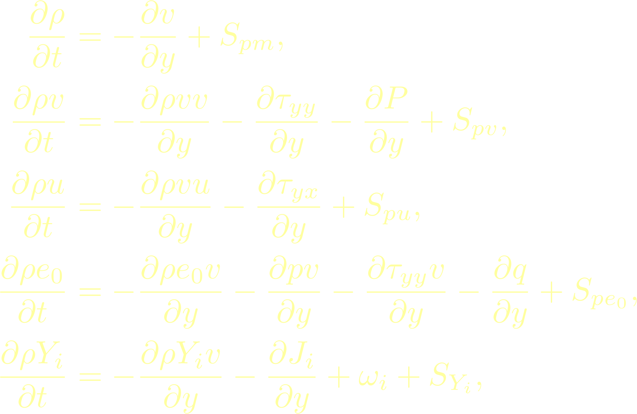 Gas-phase conservation equations